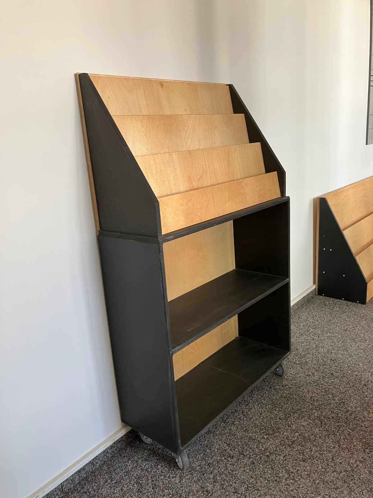 130 Regal auf Rollen MDF mit Bücherpräsentation (1)